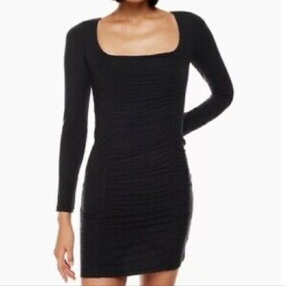Wilfred Lydia Black Ruched Bodycon Dress Size Medium NEW